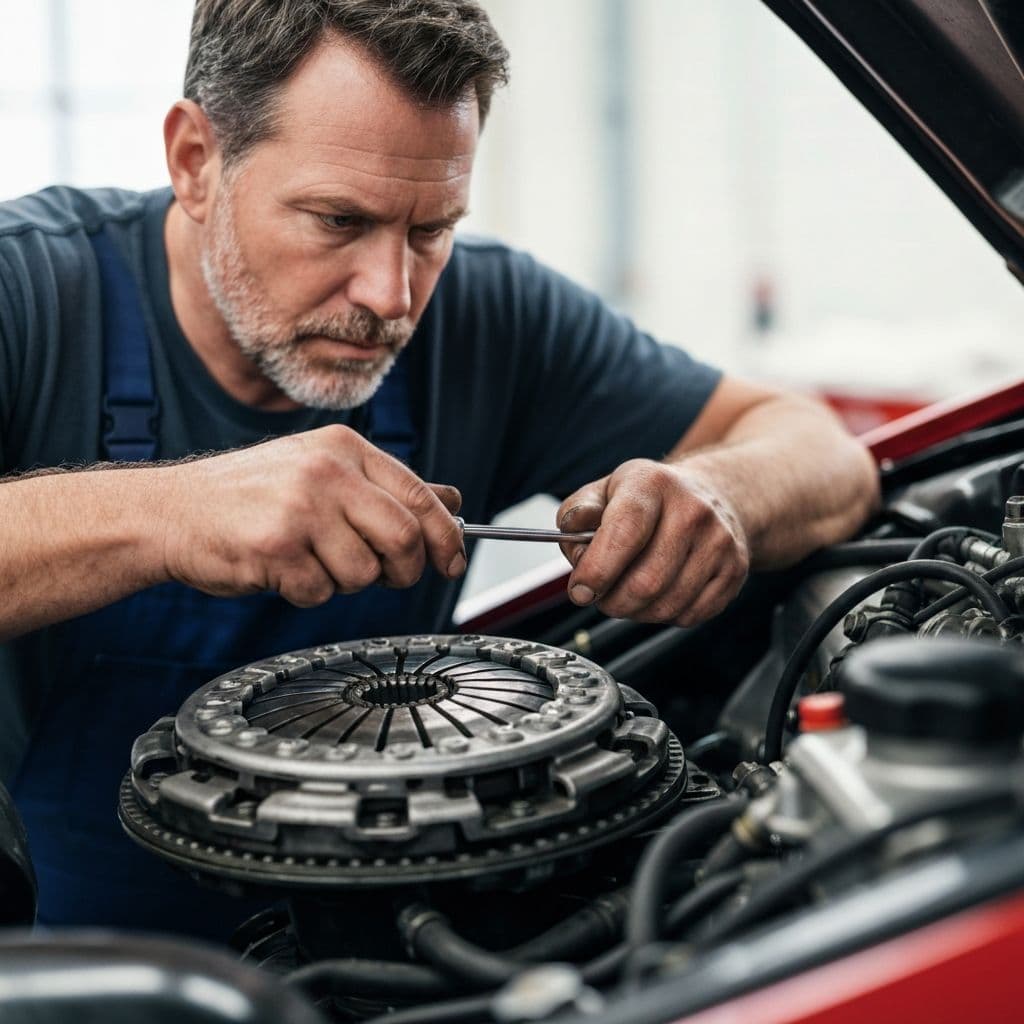 Mobile mechanic replacing a car clutch at a customer's home in Colchester